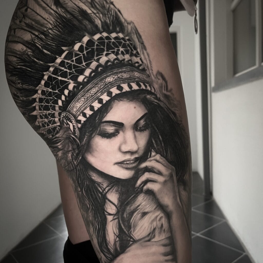 Native American Woman Tattoo