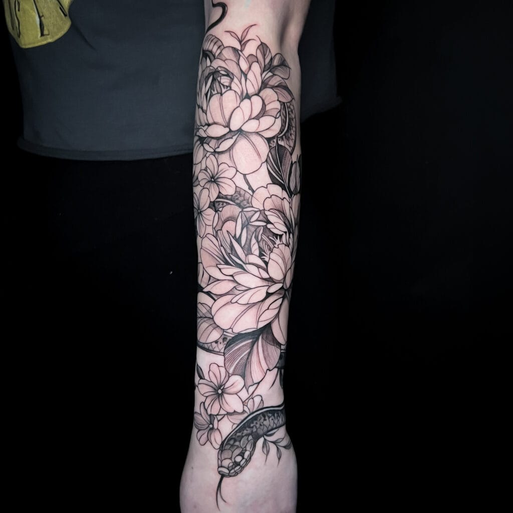Snake Flower Tattoo